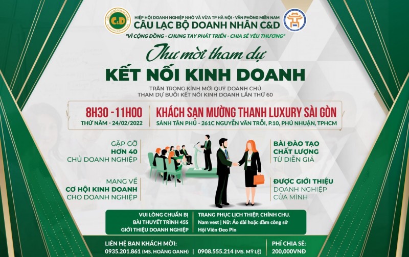 Thư Mời Buổi Kết Nối Kinh Doanh Lần Thứ 60 Của CLB Doanh Nhân C&D