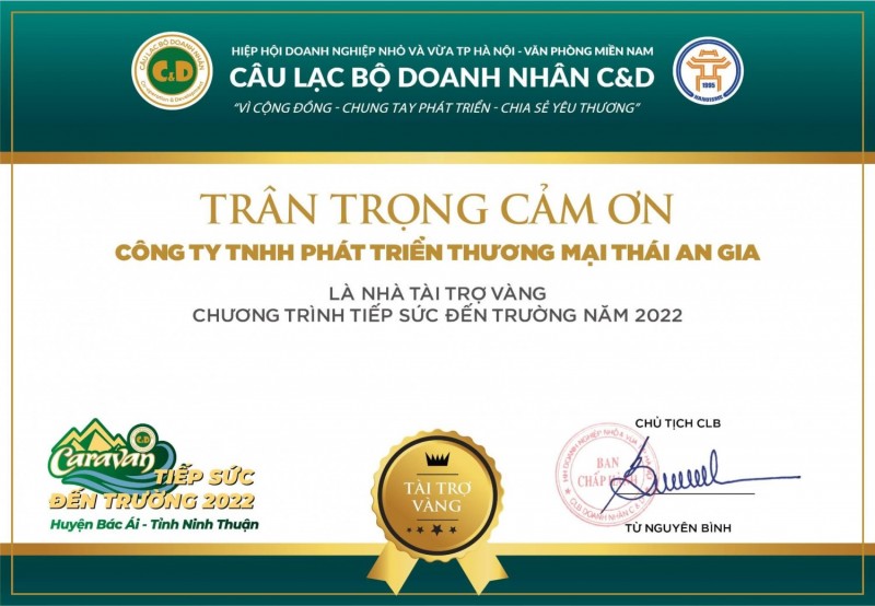 Lời Cảm Ơn Và Tri Ân Đến Các Nhà Tài Trợ Vàng