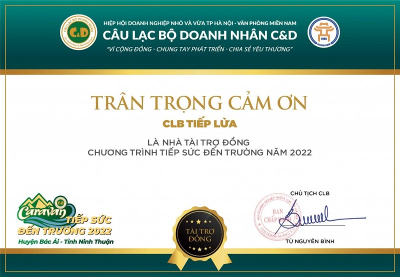 Lời Cảm Ơn Và Tri Ân Đến Các Nhà Tài Trợ Đồng